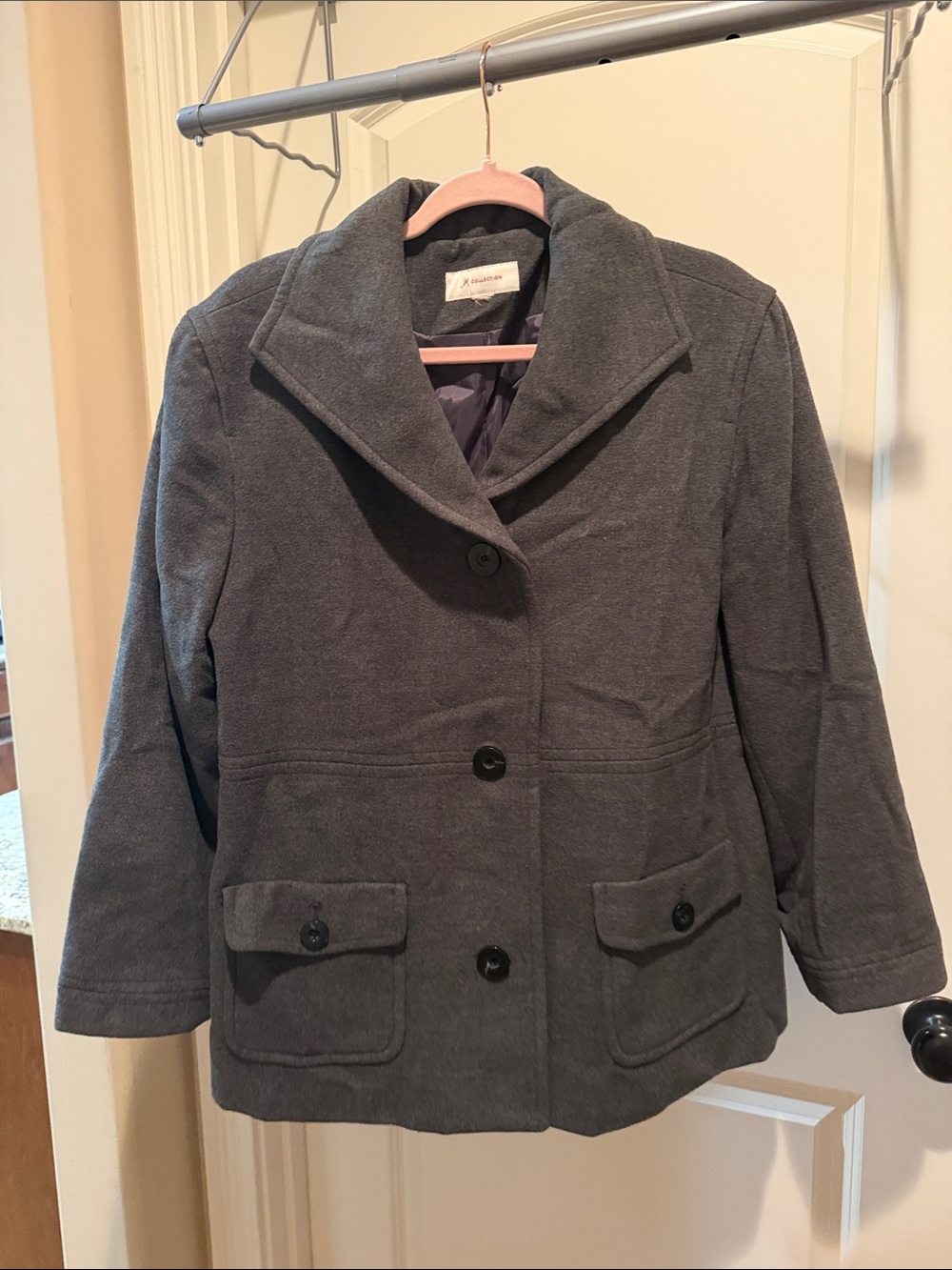 Columbia Women's Dark Gray Button-Front Pea Coat
